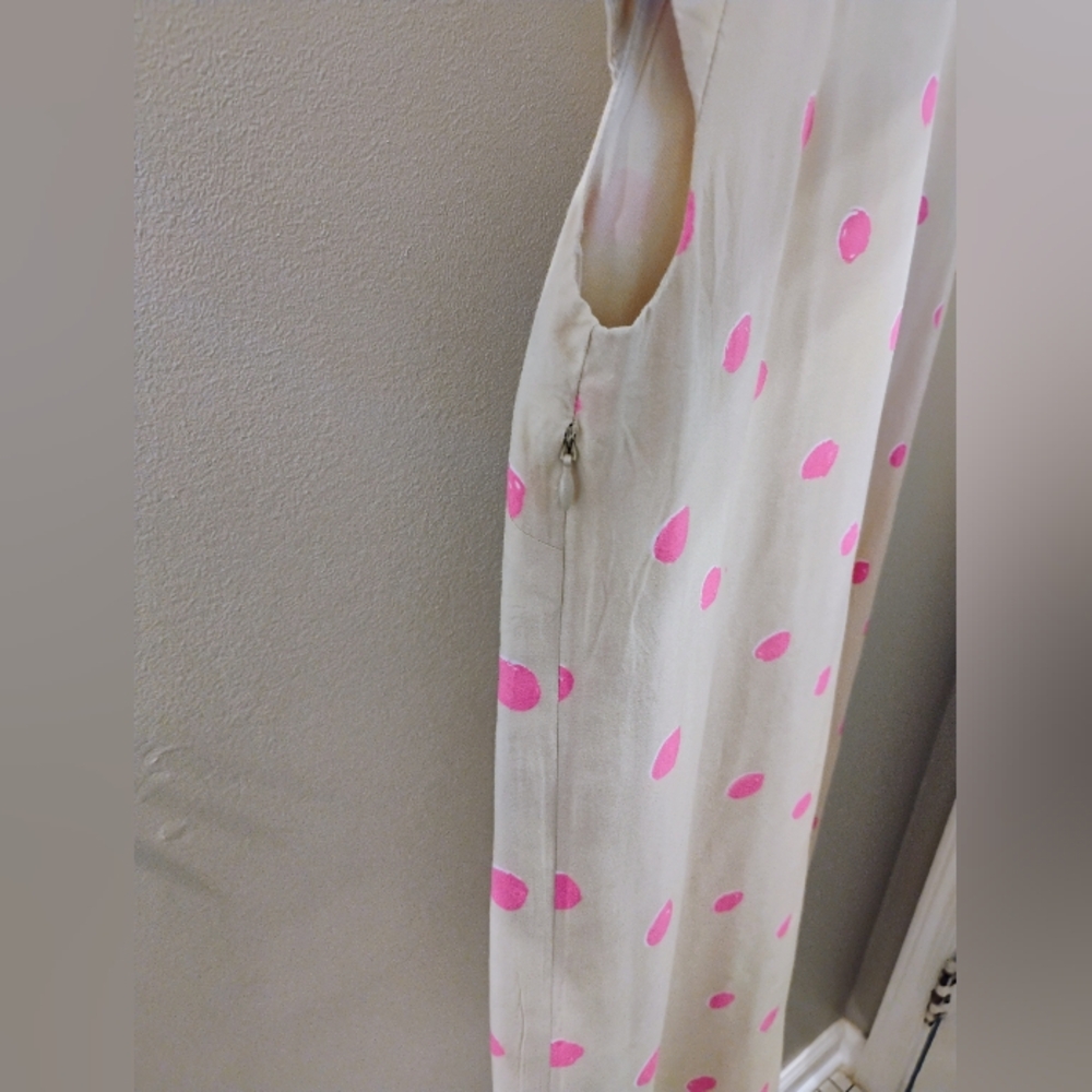 Kate Spade Shawna Silk Shift Dress Beige/Pink Polka Dot Size 8 - Picture 8 of 12